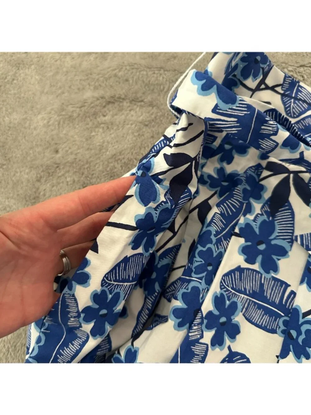 Talbots 2024 Blue White 100% Cotton Full Maxi Skirt Womens size 12